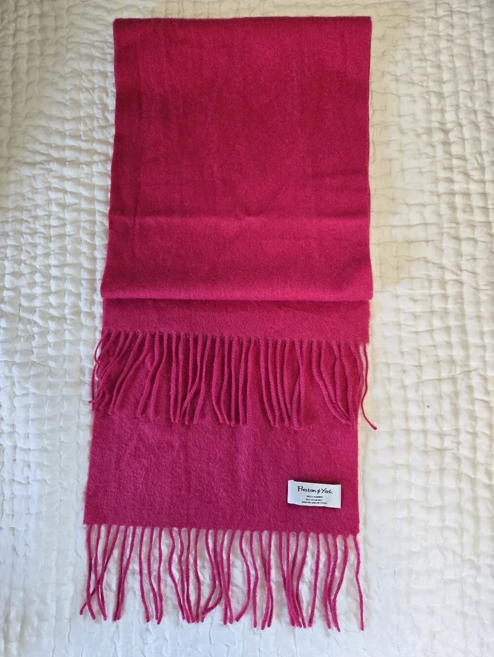 Cashmere Hot Pink Fringe Winter Scarf Barbiecore Preppy Elevated Basics Layering